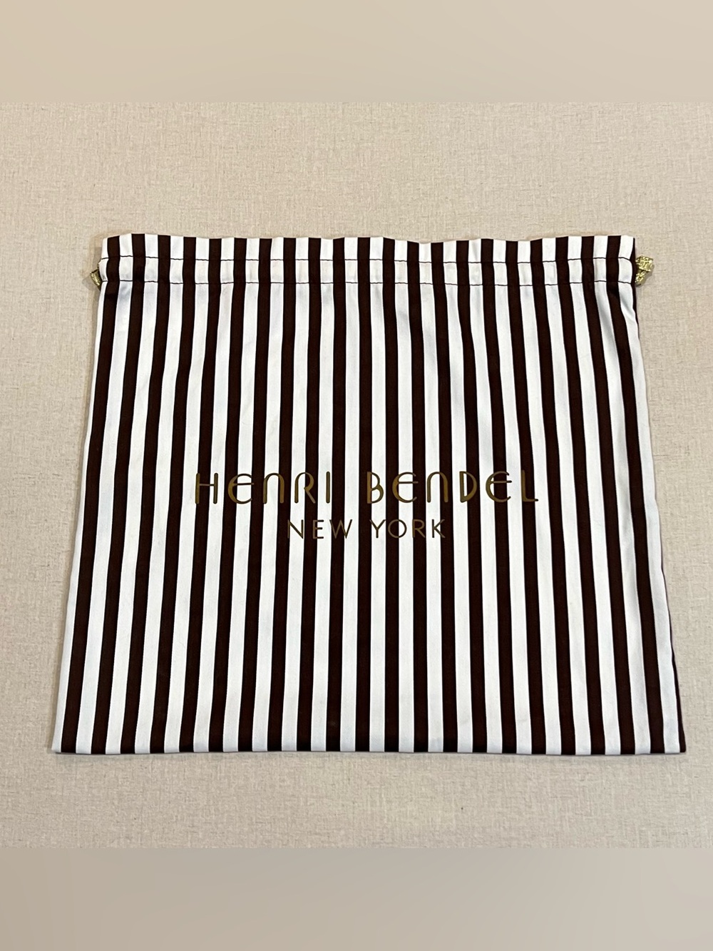 Henri Bendel Logo Printed Dust Bag Brown and White 15x16.5